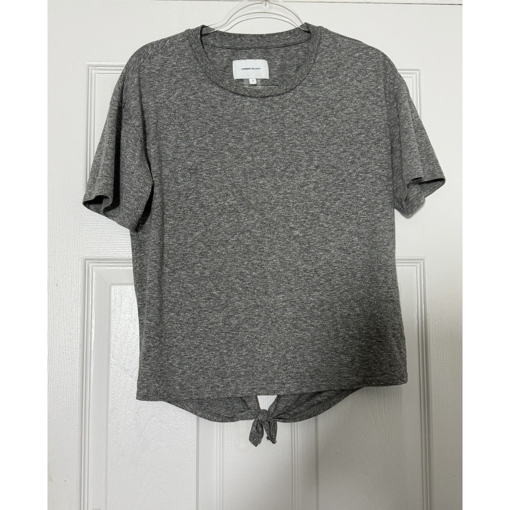 Current/Elliott Camas Tie Back Tee Gray Heather Open Back Jersey Top Size 1/S